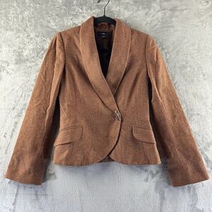 H&M Blazer Women's 4 Brown Orange Herringbone